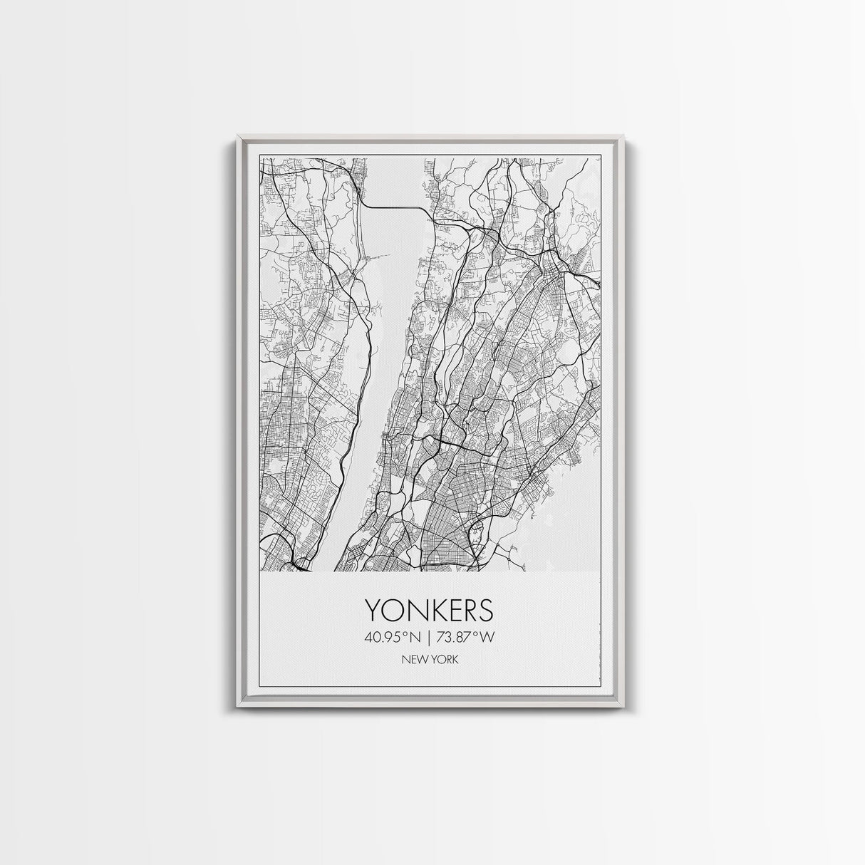 Yonkers Street Map, New York Map, City Map Print, Minimalist Art, Wall Art, Canvas Print, Travel Wall Art, Map Gift, Dorm Room Decor