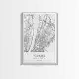 Yonkers Street Map, New York Map, City Map Print, Minimalist Art, Wall Art, Canvas Print, Travel Wall Art, Map Gift, Dorm Room Decor