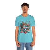 Camiseta a todo color "Viajo Para Comprar" 