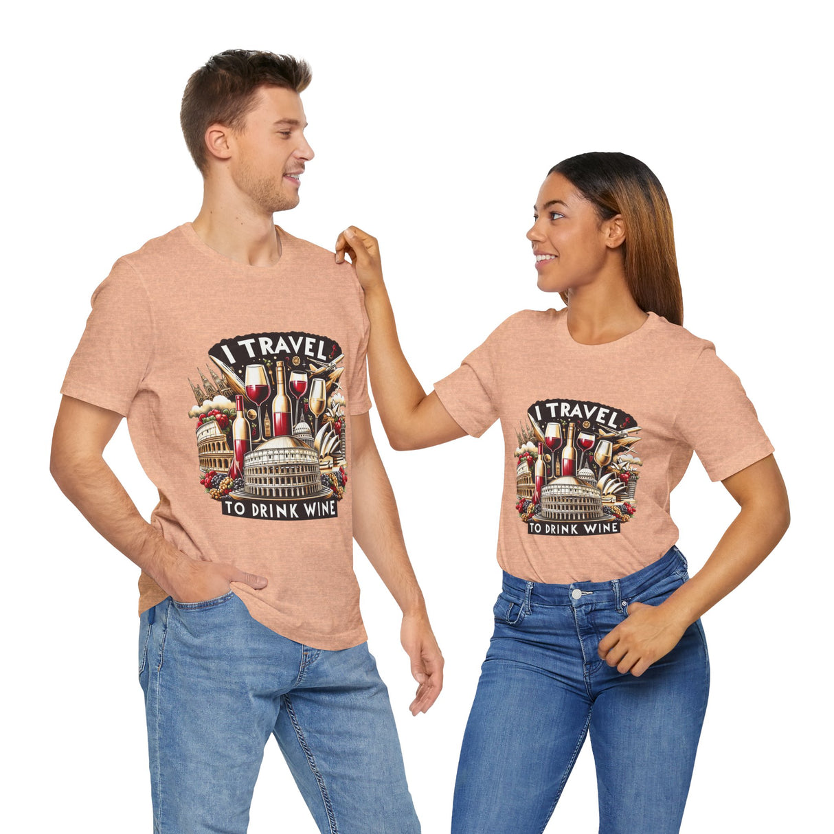 "I Travel to Drink Wine" full color T-shirt