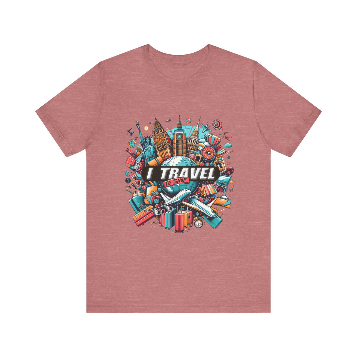 Camiseta a todo color "Viajo Para Comprar" 