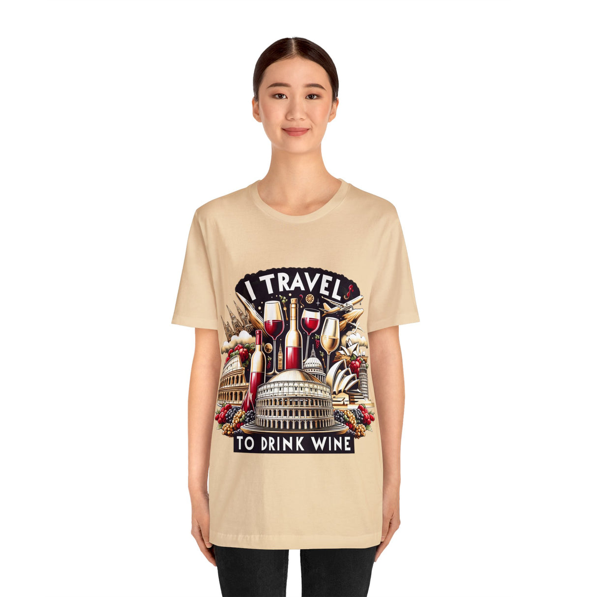 "I Travel to Drink Wine" full color T-shirt