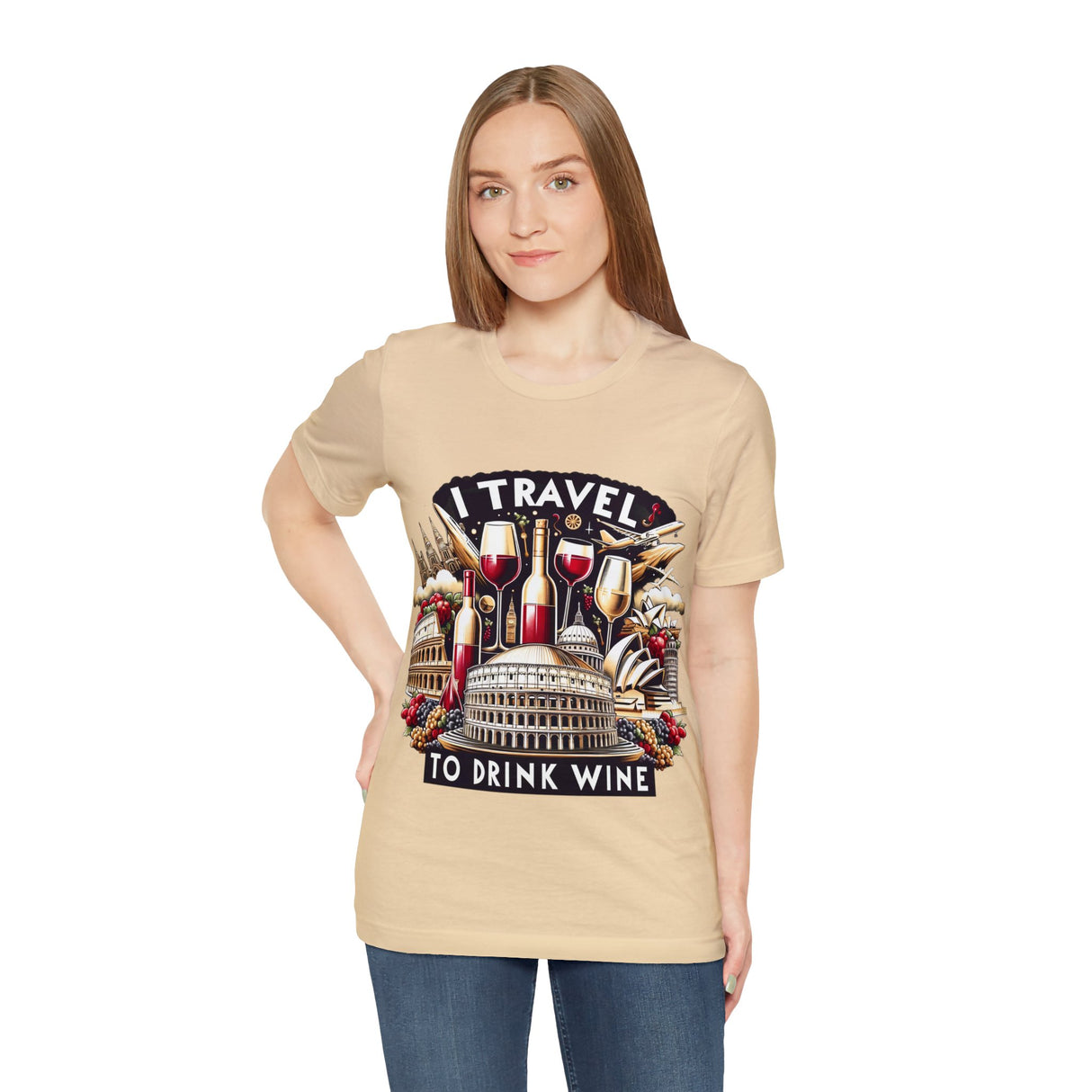 "I Travel to Drink Wine" full color T-shirt