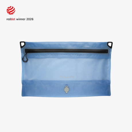TILLIV Compak Large vacuum pack in Steel Blue, empty and laid flat