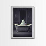 Ghost Bathroom Canvas, Dark Romantic Ghost Standing in Bathroom Creepy,  Ghost in the Bath tub Wall Art Halloween Canvas, Funny Halloween