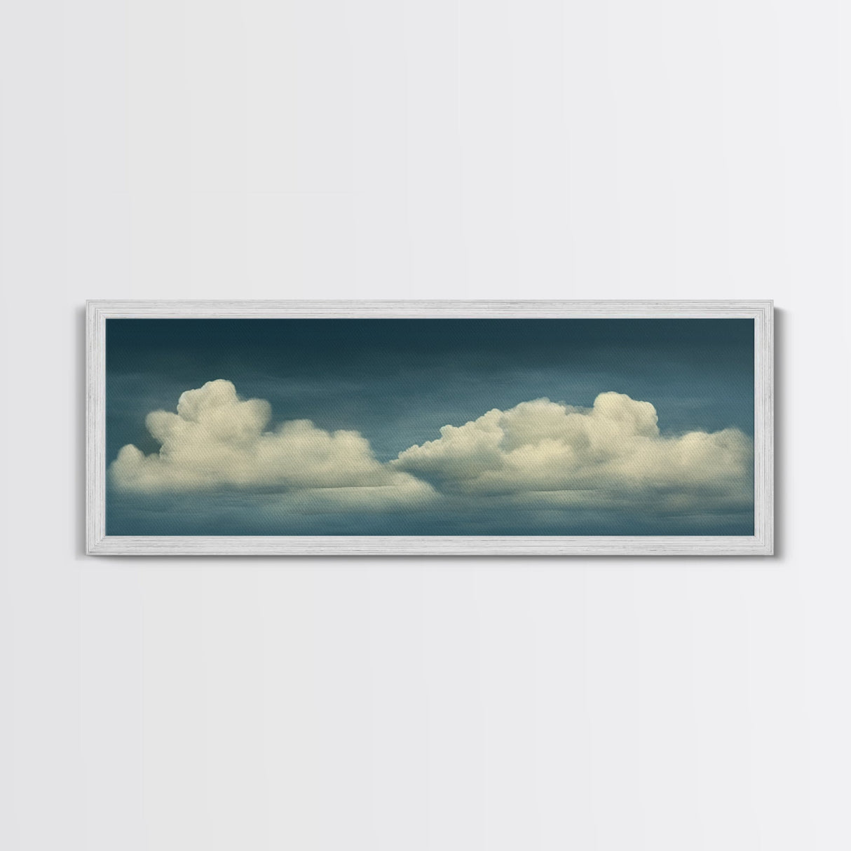 Wide Format Clouds Wall Art - Panoramic Print - Framed Canvas Print - Panoramic Framed Canvas Cloudy Art Print - Clouds On A Blue Sky