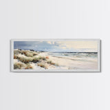 Panoramic Ocean Beach canvas prints Sea landscape Nautical photo Coastal Framed Art Sea wave canvas Extra large wall art Ready to hang