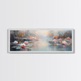 White Water Lilies Fantasy Decor, Framed Canvas Print, Ready To Hang, Floral Wall Art, Home Decor, Springtime Art, Farmhouse Art