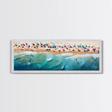 Bird's Eye View Of The Beach, Framed Canvas Print, Beach Seascape Oil Painting Print, Pebble Beach, Myrtle Beach Art, Charleston Art
