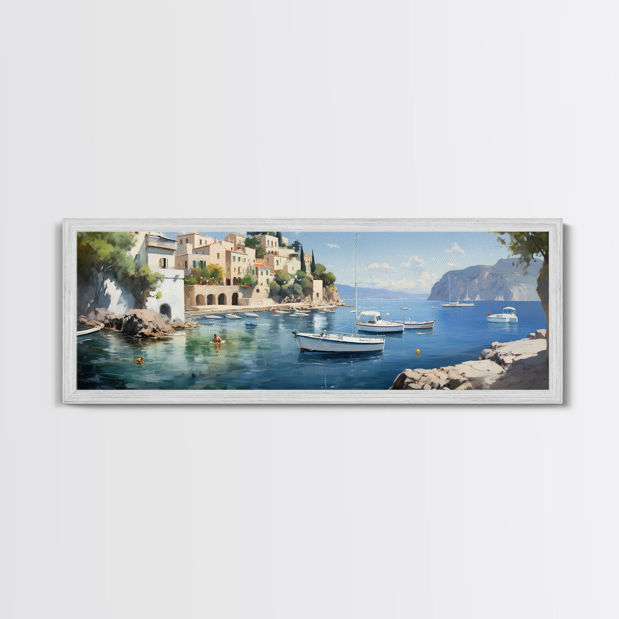 The Italian Coast - Framed Canvas Print - Beautiful Wall Art - Nautical Decor - Italian Painting Print - Sunset in Italy
