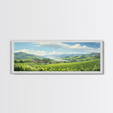 Italian Countryside Painting, Framed Canvas Print, Beautiful Scenic Panoramic Wall Art, Extra Wide Wall Decor, Guest Room Decor