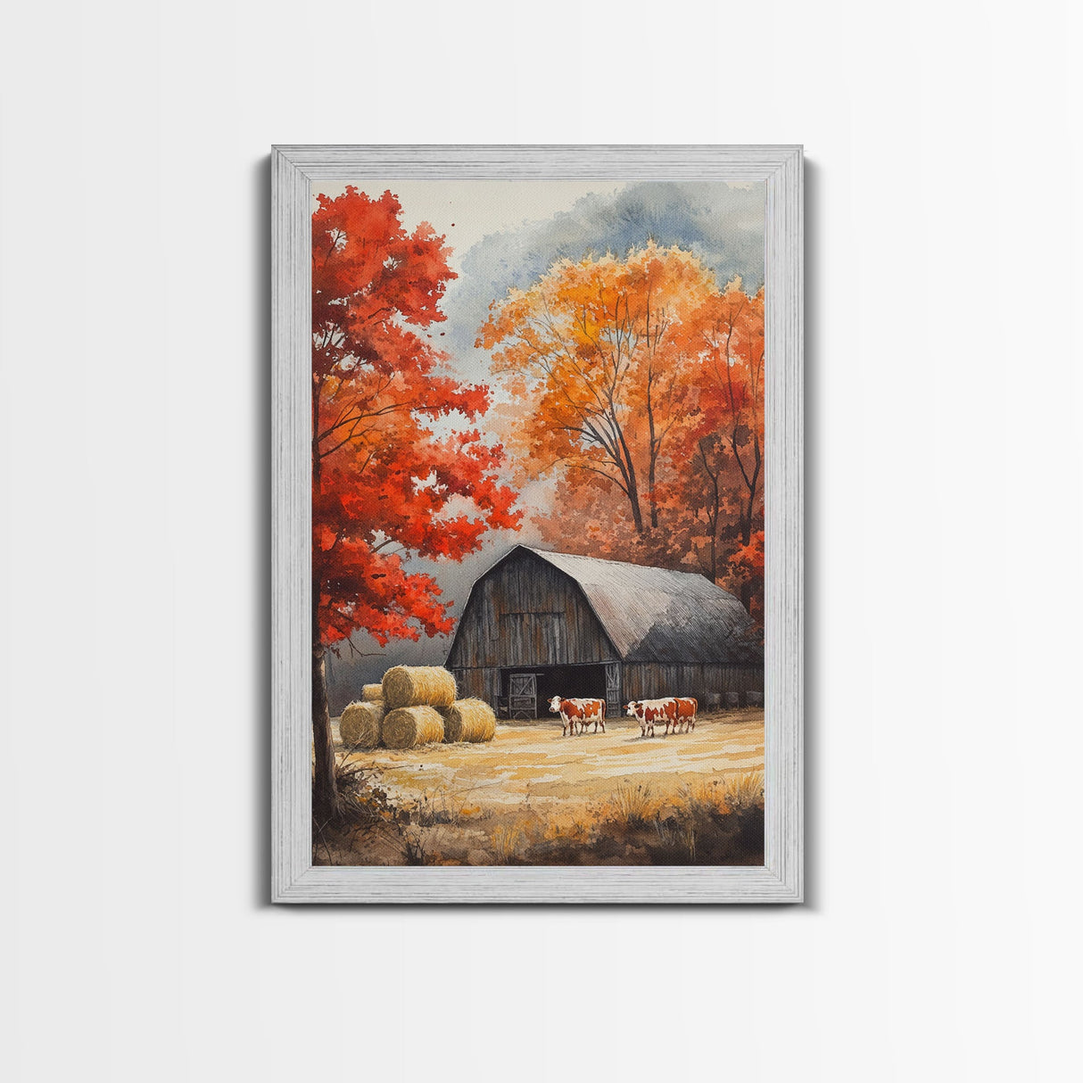 Fall Decor, Barn Amongst The Falling Leaves, Farmhouse Decor, Fall Art, Autumn Decor, Thanksgiving Seasonal Wall Art
