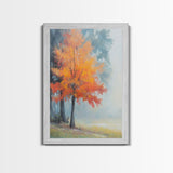 Canvas Print of Vibrant Autumn Tree in Misty Background, Seasonal Wall Art, Fall Decor, Best Gift Idea, Modern Farmhouse Landscape Art