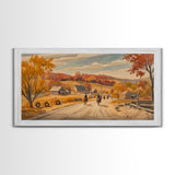 Framed Canvas Print Autumn Cowboy Riders in Fall Colors, Perfect Autumn Decor, Rustic Western Wall Art, and Seasonal Fall Wall Print