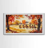 Fall farmhouse wall art Framed Canvas Print equestrian scene autumn country decor cozy farmhouse holiday decor above sofa art gift idea