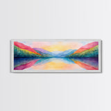 Abstract Watercolor Painting Landscape, Canvas Print, Rainbow Landscape Painting, Nursery Decor, Above Sofa Art