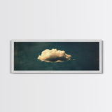 The Lonely Cloud - Framed Canvas Print - Vintage Moody Cloud Wall Art - Single Cloud In A Blue Sky - Vintage Above Bed Boho Art
