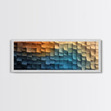 Abstract Art - Coastal Cubism - Framed Canvas Print - Panoramic Geometric Art - Unique Home Decor