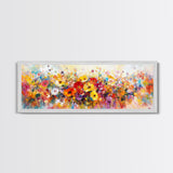 Panoramic Wildflowers Canvas Print, Wood Framed Wall Art, Beautiful Ultra-Wide Wall Art, Original Flower Painting, Floral Art, Botantical Wall Art