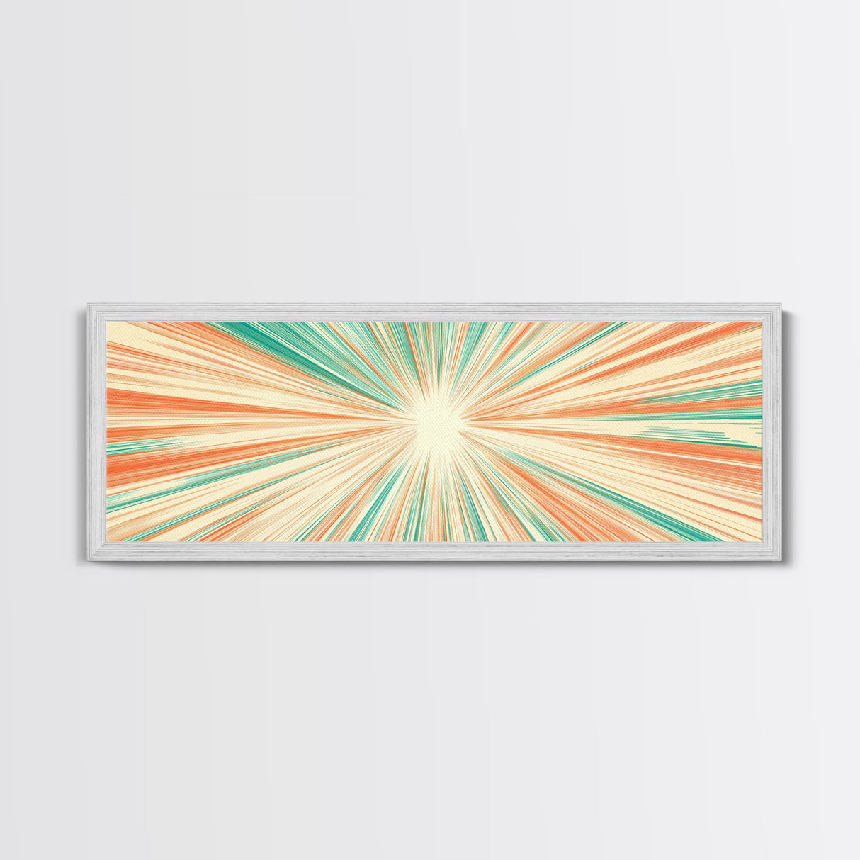 Mid Centery Modern Canvas Print - Framed MCM Style Wall Art, Orange and Green Star Burst - Art Deco Modern Art - Above Sofa Decor