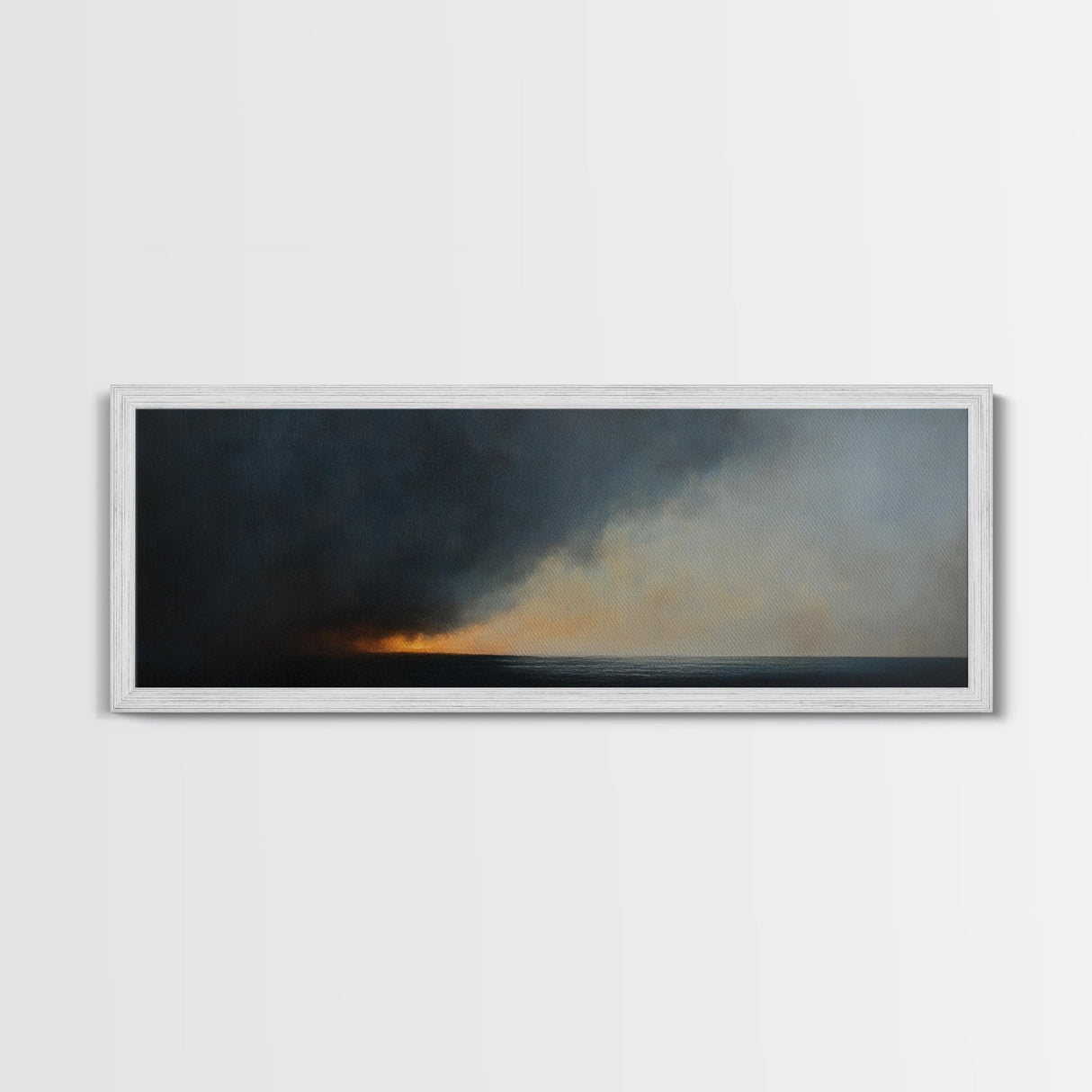 Storm Clouds Rolling In - Framed Canvas Print - Dark and Moody Landscape Painting - Seascape Painting - Ocean Art - Nautical Decor