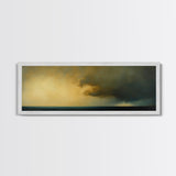 Storm On The Bay Framed Canvas Print, Dark and Moody Home Decor, Dark Art, Wood Framed Abstract Seascape Painting