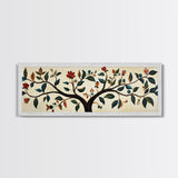 Wabi Sabi Inspired Botanical Print, Panoramic Canvas Art, Boho Style Textile Wall Art Print, Above Bed Or Sofa, Guest Room Decor