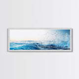 Splash of Waves In The Ocean, Framed Canvas Print, Nautical Seascapes Wall Art