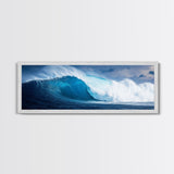 The Wave - Huge 40 Foot Wave - Surfer Decor - Framed Canvas Print - Nautical Decor - Nautical Art - Seascape Painting