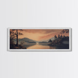 Moody Landscape Painting Print, Framed Canvas Print, Subdued Art, Dark and Stormy Landscape Painting, Panoramic Ultra Wide Wall Art