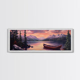 Sunset Over The Mountains, Subdued Landscape Painting, Calm and Serene Landscape Art, Oil Painting Print, Lake House Wall Art
