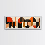 Mid-century Modern Wall Art, Framed Panoramic Art, Earth Tones, Subdued Artwork, Geometric Patterns, Above Couch or Sofa Art