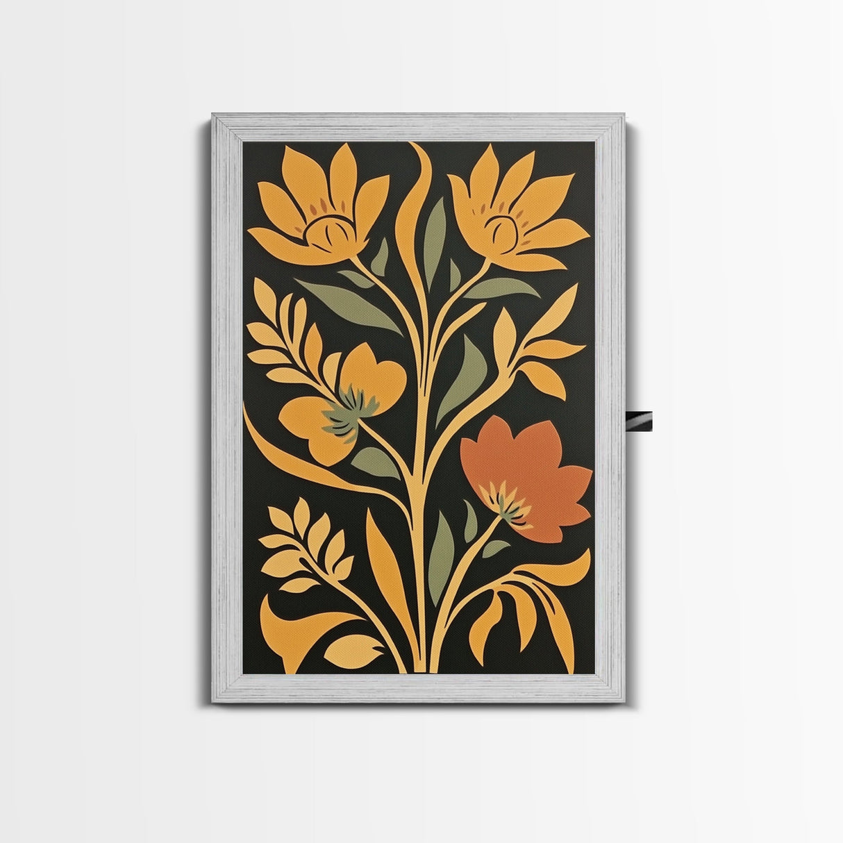 Flower Market Print Framed Canvas Print Mid-Century Modern Botanical Wall Art Boho Modern Farmhouse Living Room Art