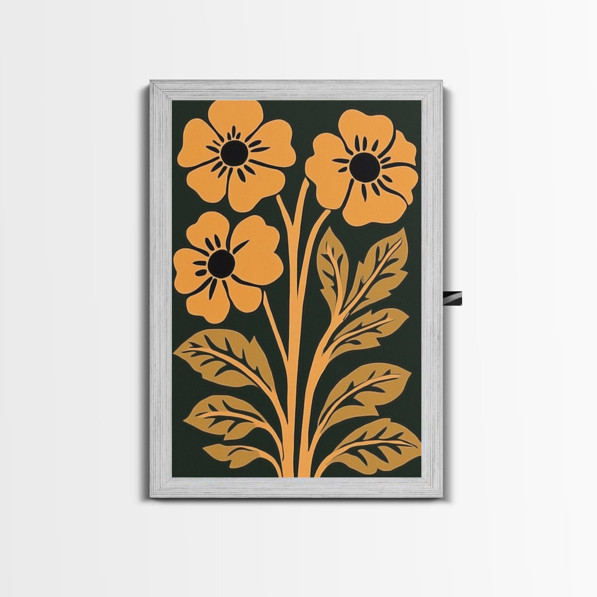 Mid-Century Modern Abstract Floral Canvas Wall Art Print With Wood Frame, Home Decor, Modern Farmhouse Flower Market Decor