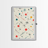 Retro MCM Style Pattern Wall Art, Wood Framed Canvas, Canvas Print, Home Decor, Office Or Bedroom Wall Art, Retro Vibes Decor