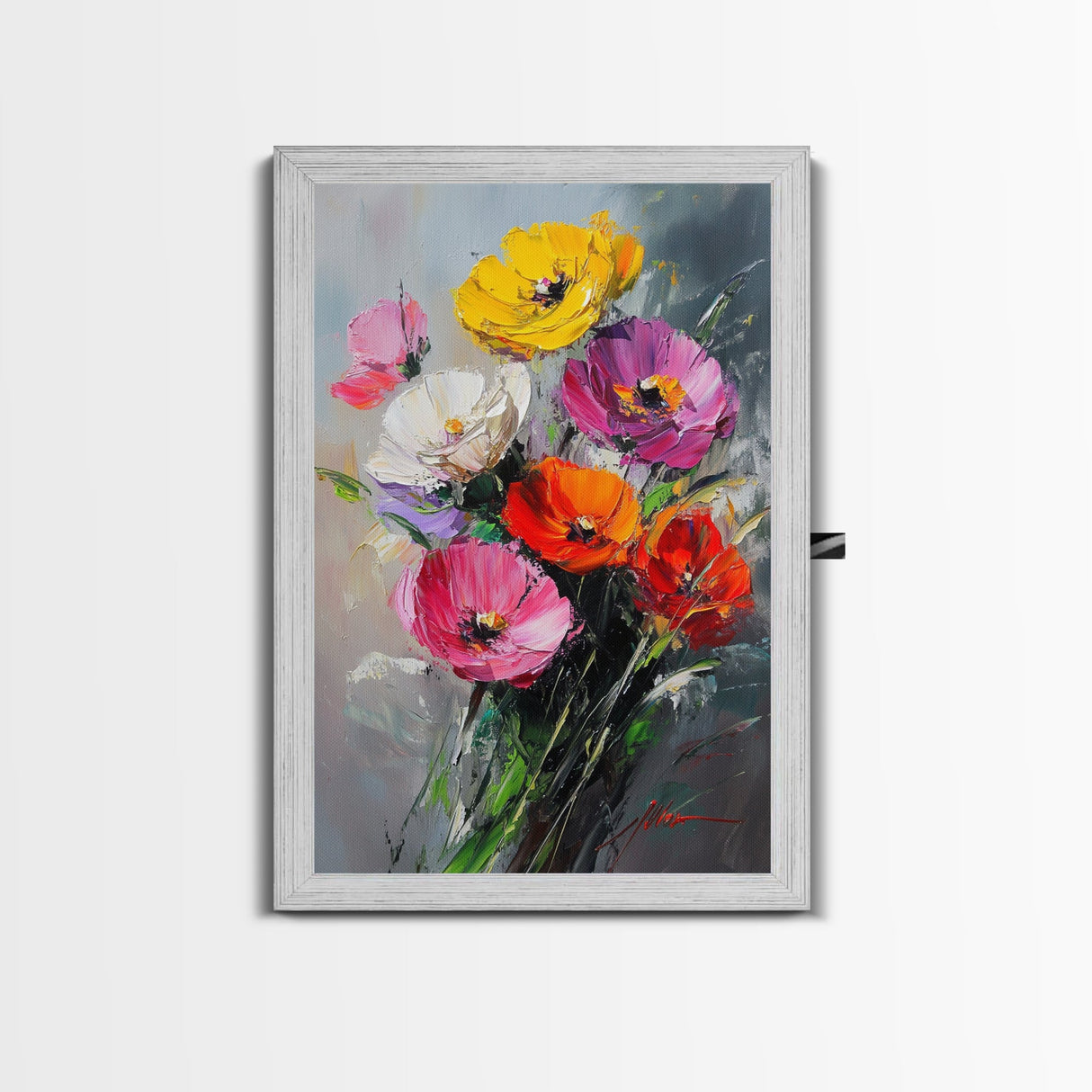 Wild Flower Painting Print On Canvas, Wood Framed Wall Art, Original Art, Flowers Painting, Floral  Print, Modern Art, Living Room Wall Art