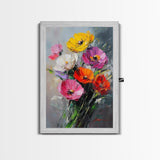 Wild Flower Painting Print On Canvas, Wood Framed Wall Art, Original Art, Flowers Painting, Floral  Print, Modern Art, Living Room Wall Art