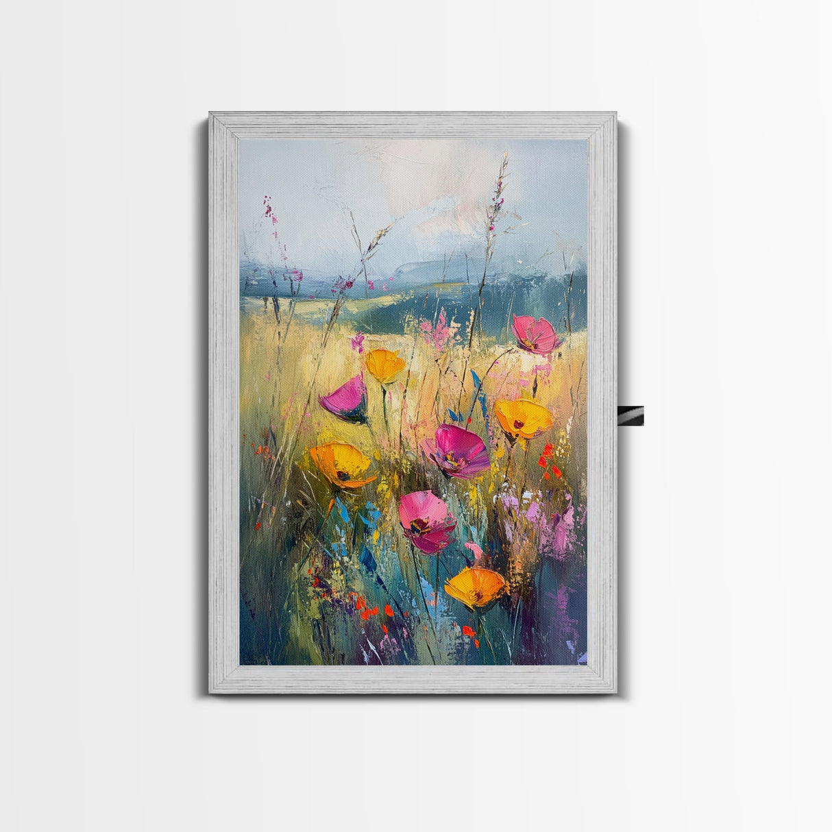 Small Wild Flower Painting Print, Wood Framed Canvas, Botanical Wall Art, Extra Large Art, Oversized Home Decor, Gallery Wall Decor, Wildflower Art