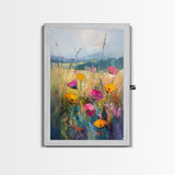 Small Wild Flower Painting Print, Wood Framed Canvas, Botanical Wall Art, Extra Large Art, Oversized Home Decor, Gallery Wall Decor, Wildflower Art