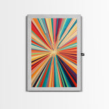 Mid Century Modern Colorful Bohemian Art Print, Wood Framed Wall Art, MCM Style Home Decor, Vertical Narrow Wall Art, Tall Skinny Art
