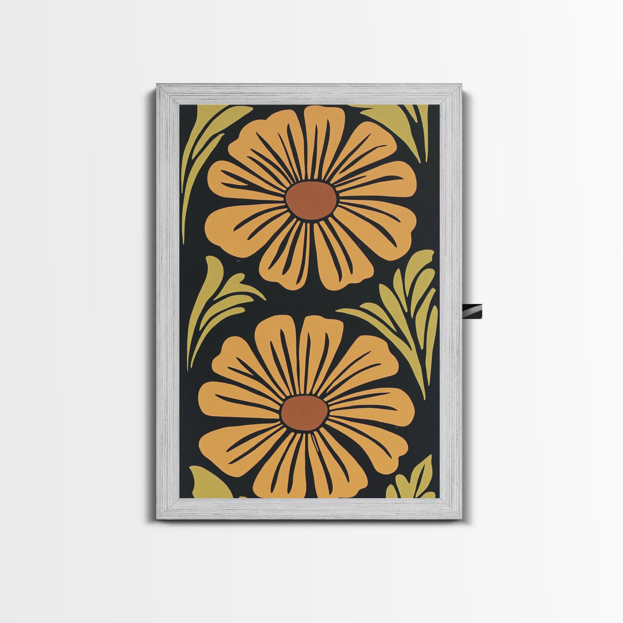 Mid-Century Modern Abstract Flowers, Framed Canvas Print, Style 1