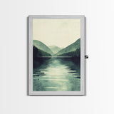 Emerald Green Landscape Painting Print, Wood Framed Canvas Art, Jade Green, Soothing Home Decor, Bed Room Wall Art