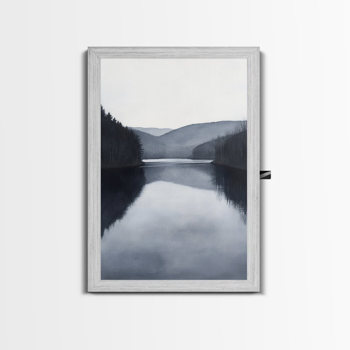 Moody Decor, Grey Scale Charcoal Sketch Print, Framed Canvas Print, Black and White Landscape Painting Print