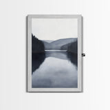 Moody Decor, Grey Scale Charcoal Sketch Print, Framed Canvas Print, Black and White Landscape Painting Print