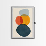 Mid Century Modern Abstract Wall Art Print, White Background Watercolor Spots On Canvas, Canvas Print, Modern Retro Living Room Art