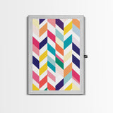Pastel Chevrons Wall Art, Framed Canvas Print, Wood Framed Wall Art, Framed Wall Art, Gift Idea, Home Decor