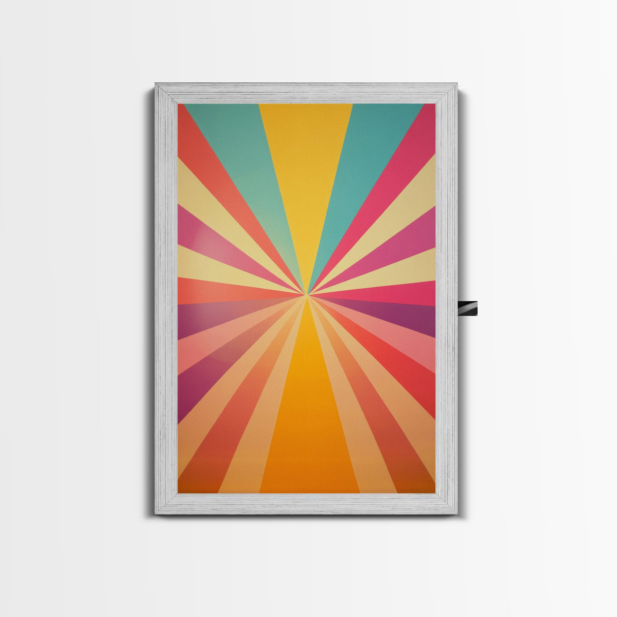 Midcentury Modern Star Burst Pastel Wall Art, Framed Canvas Print, Unique Wall Art, MCM Abstract Wall Decor
