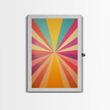 Midcentury Modern Star Burst Pastel Wall Art, Framed Canvas Print, Unique Wall Art, MCM Abstract Wall Decor