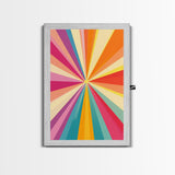 Tahiti Gold, Light Tan, Carmine Pink and Teal Wall Art, Framed Canvas Print, Beautiful MCM Inspired Boho Decor, Geometric Wall Art