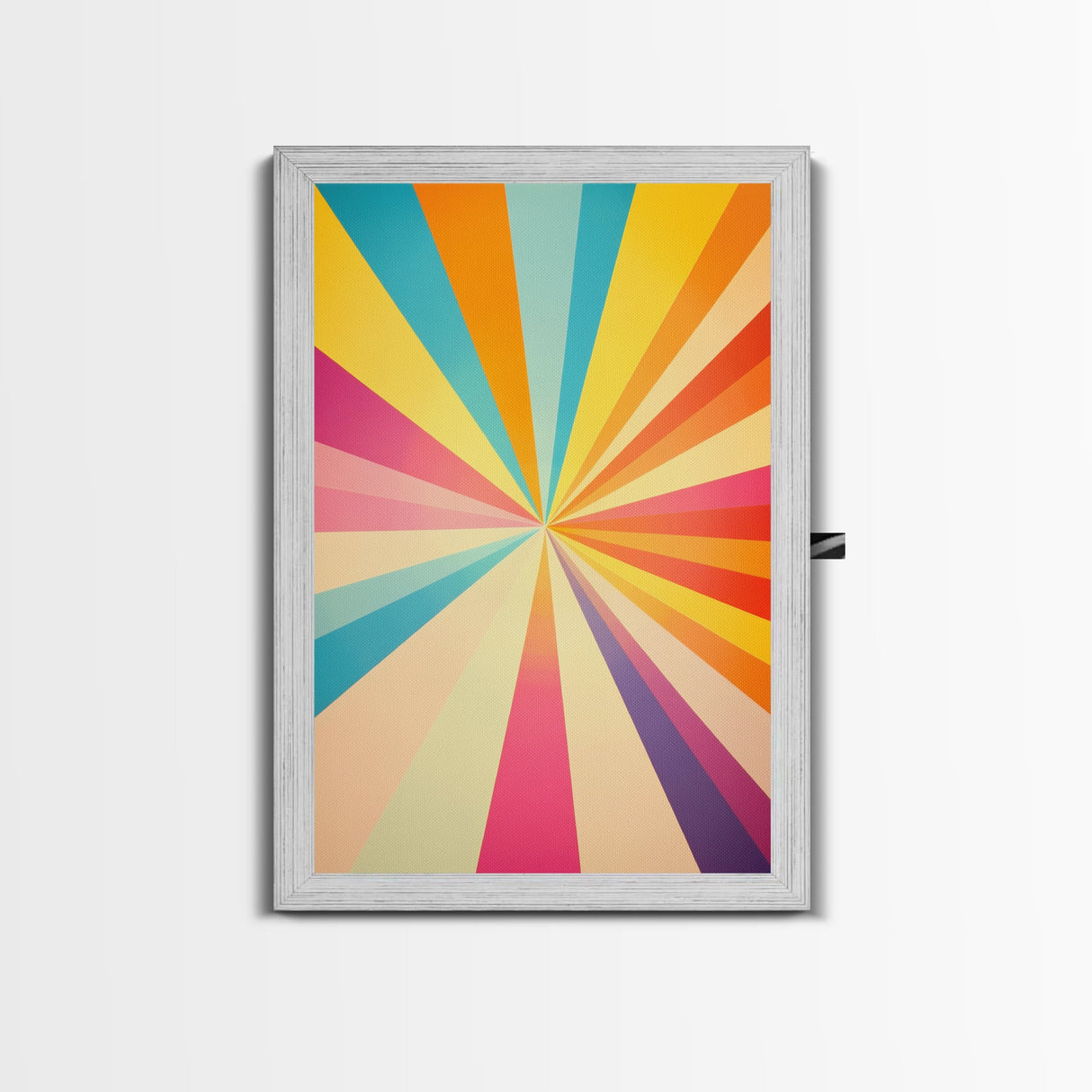 Raspberry Pink, Mikado Yellow, Cerulean and Orange Peel Wall Art, Boho Mid Century Modern Home Decor, Minimalist Canvas Print